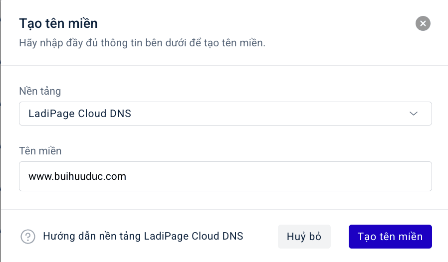 Trỏ tên miền từ GoDaddy về Ladipage