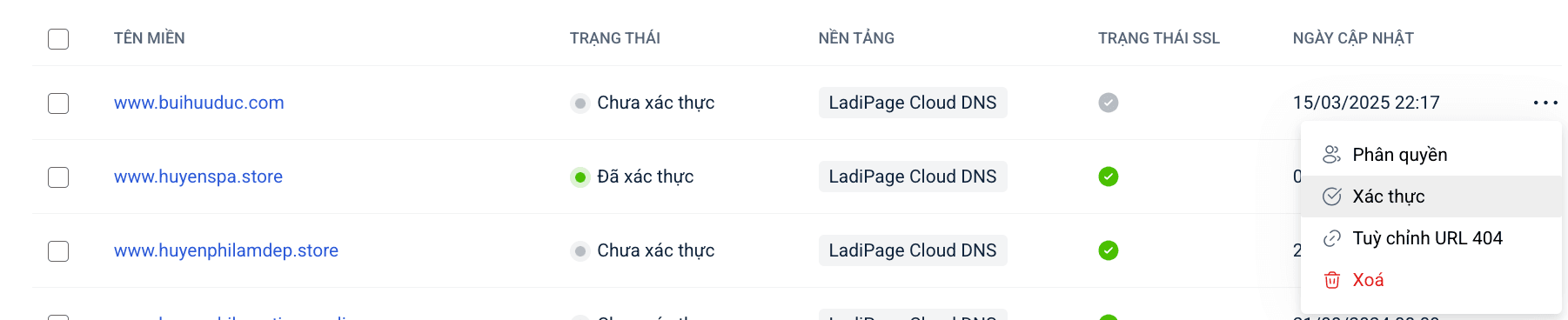 Trỏ tên miền từ GoDaddy về Ladipage