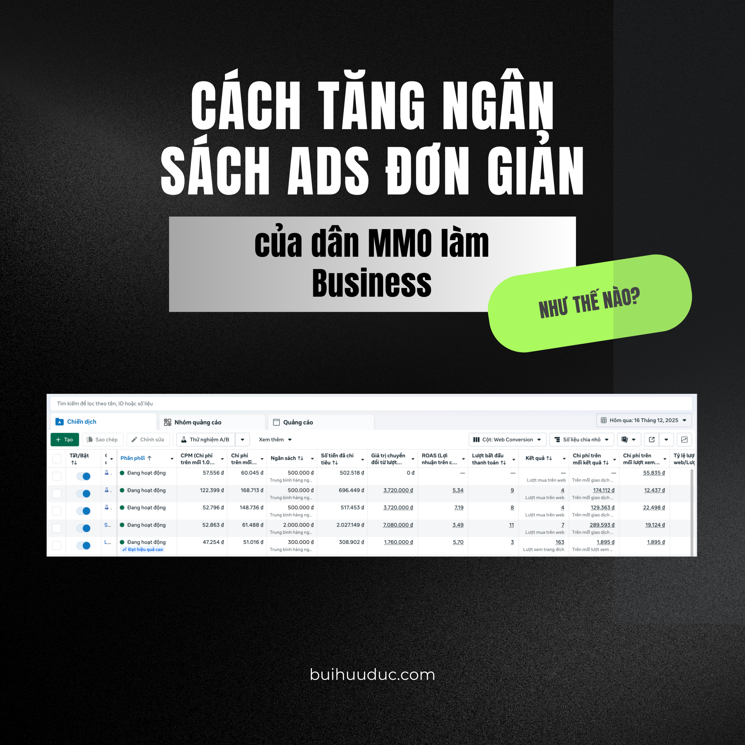 Cách tăng ngân sách Ads đơn giản của dân MMO làm Business