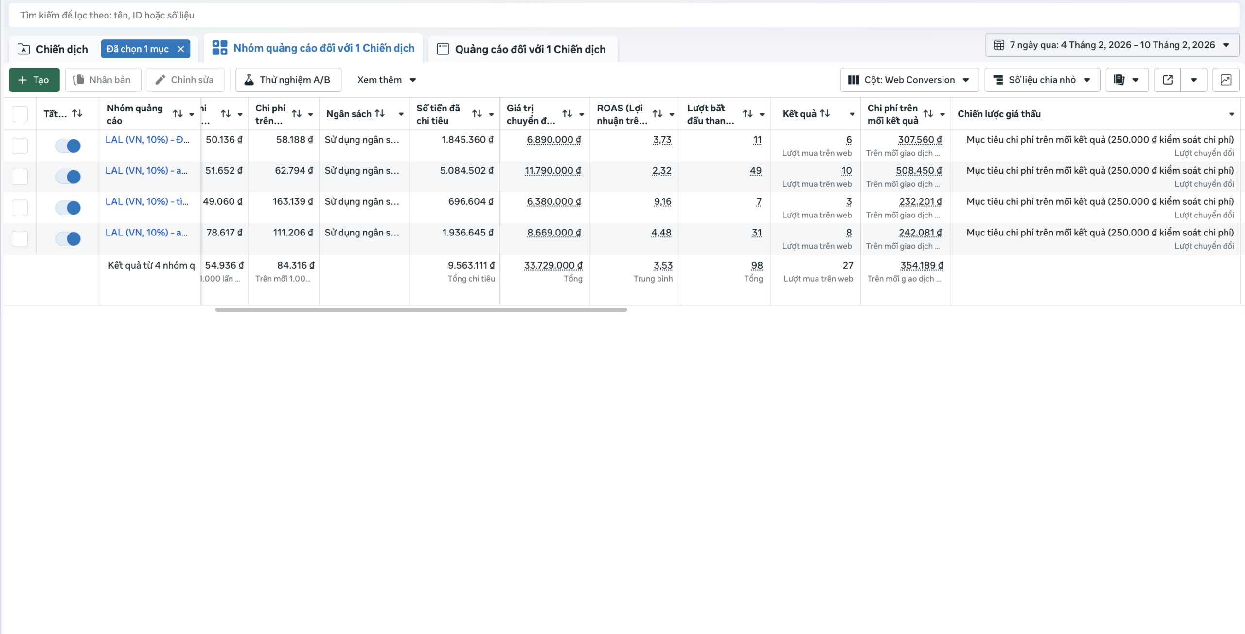 Bid thủ công 7 ngày